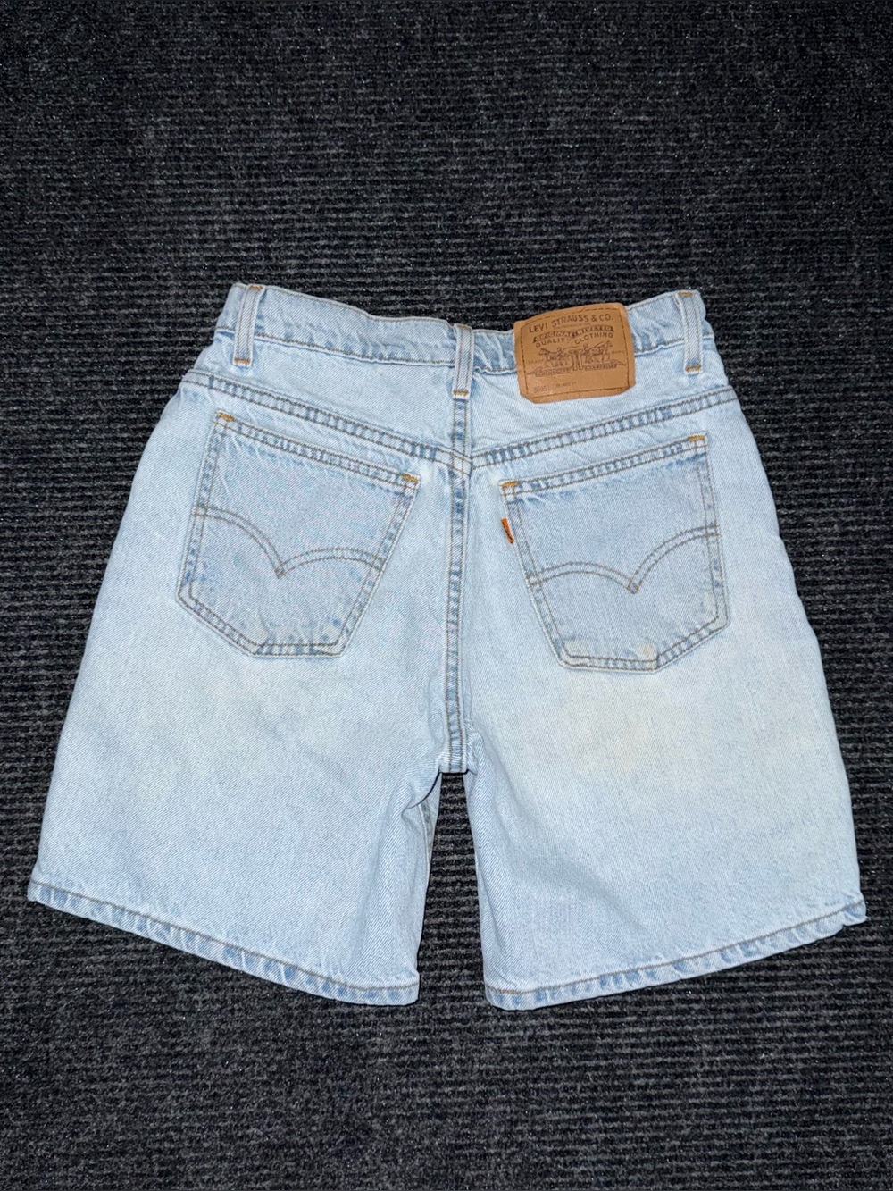 Vintage 90s Levis 950 Orange Tab Relaxed Denim Shorts Distressed 6 / 26 USA Made